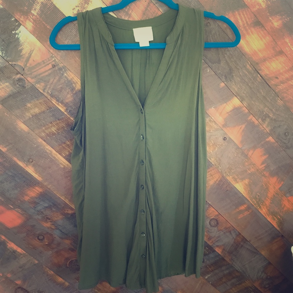Anthropologie Maeve Olive Button Down Tank
