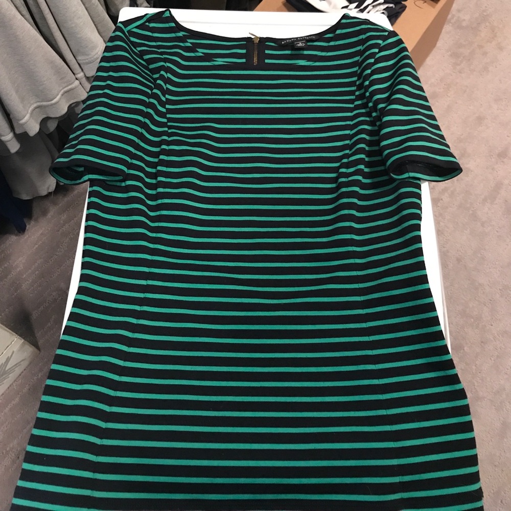Green and navy striped shirt