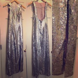 Mike Benet gown prom formal silver sequins