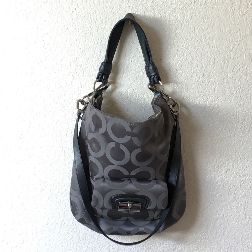 Coach Kristin Op Art Gray Hobo Shoulder/Crossbody