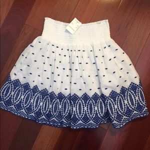 New J. Crew Blue Cotton Embroidered Skirt (w/ tag)
