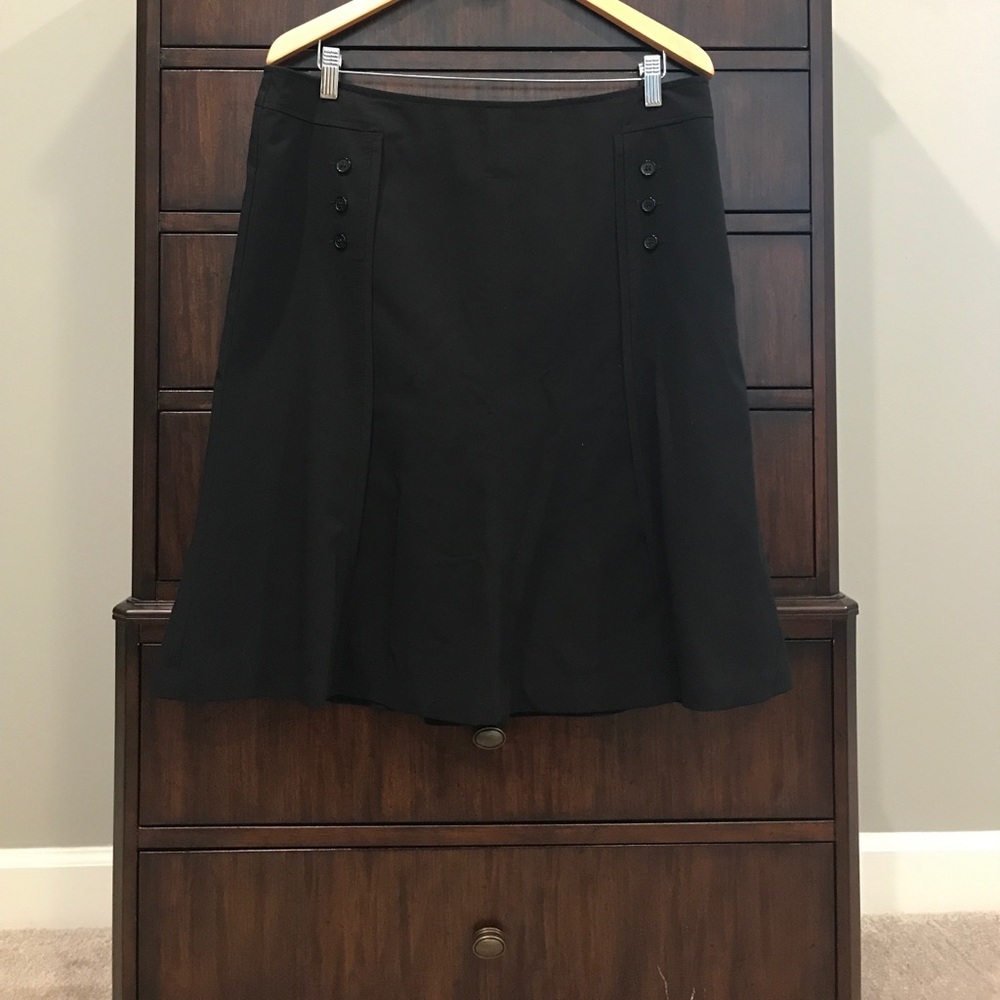 A-line Black Skirt w/ Button Detail