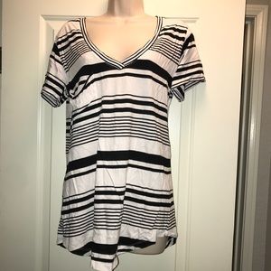 Bobi black and white striped cotton tee.