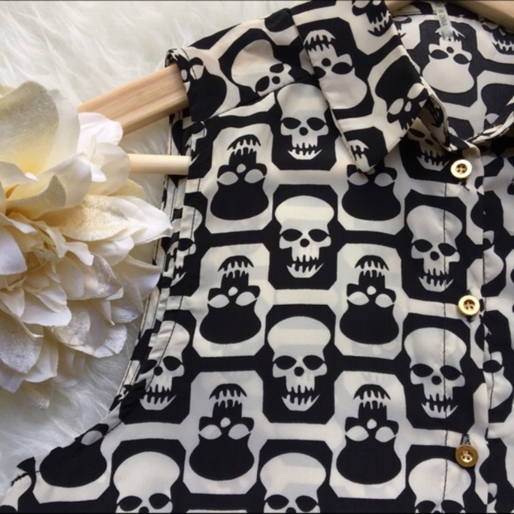 Skull button-up blouse