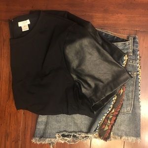 Black leather short sleeved shirt J. Crew | XL🖤