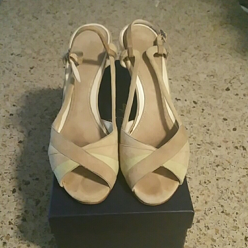 Tan and sage Italian  suede sandal