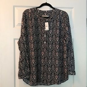 LOFT Navy floral tunic top