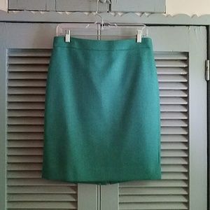 J.Crew No 2 2011 Serge Wool Green Pencil Skirt