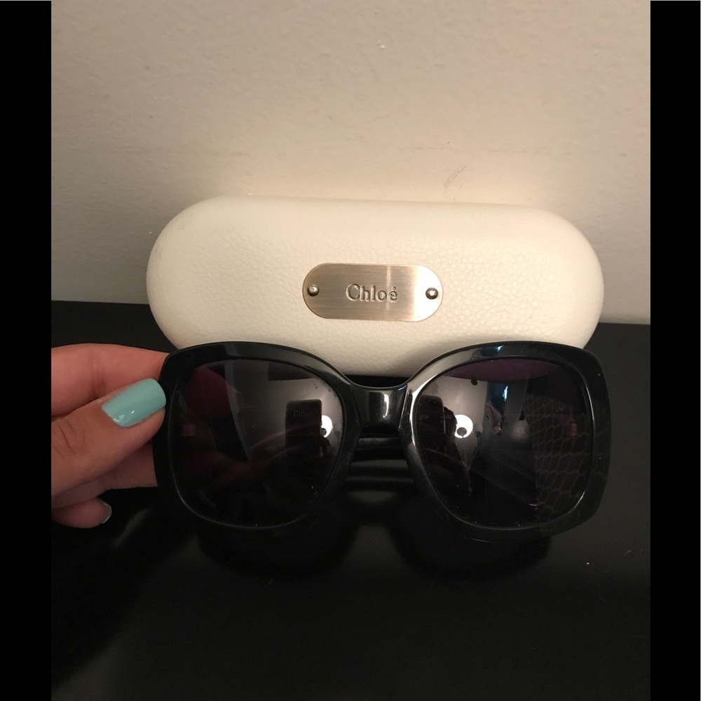 100% Chloé Oversized Black Sunglasses. EUC