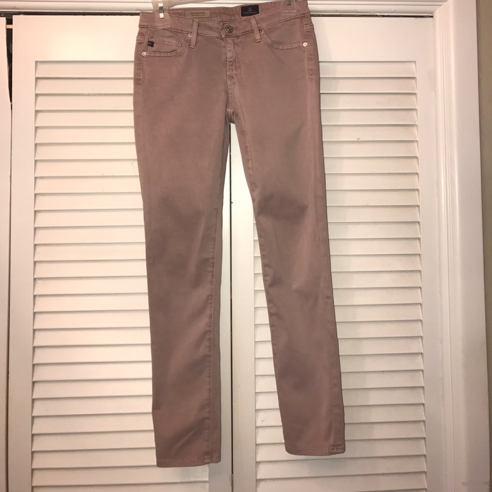 AG slim fit blush-colored jeans