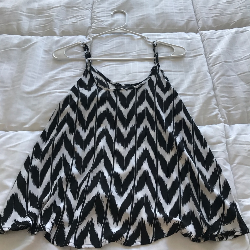 Black and white blouse.