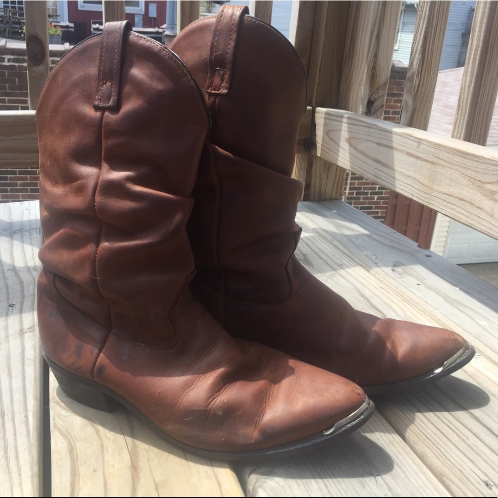 Slouch brown cowboy boots