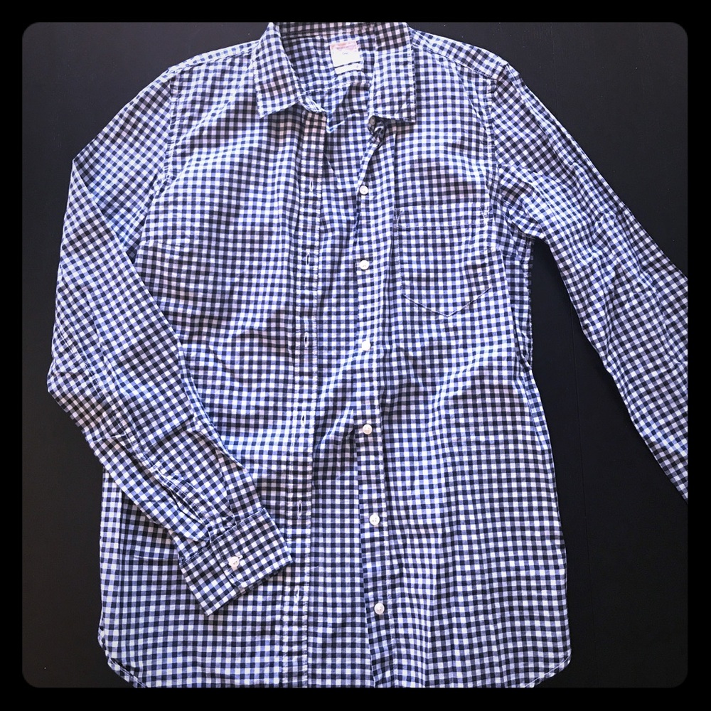 Navy checkered boyfriend shirt