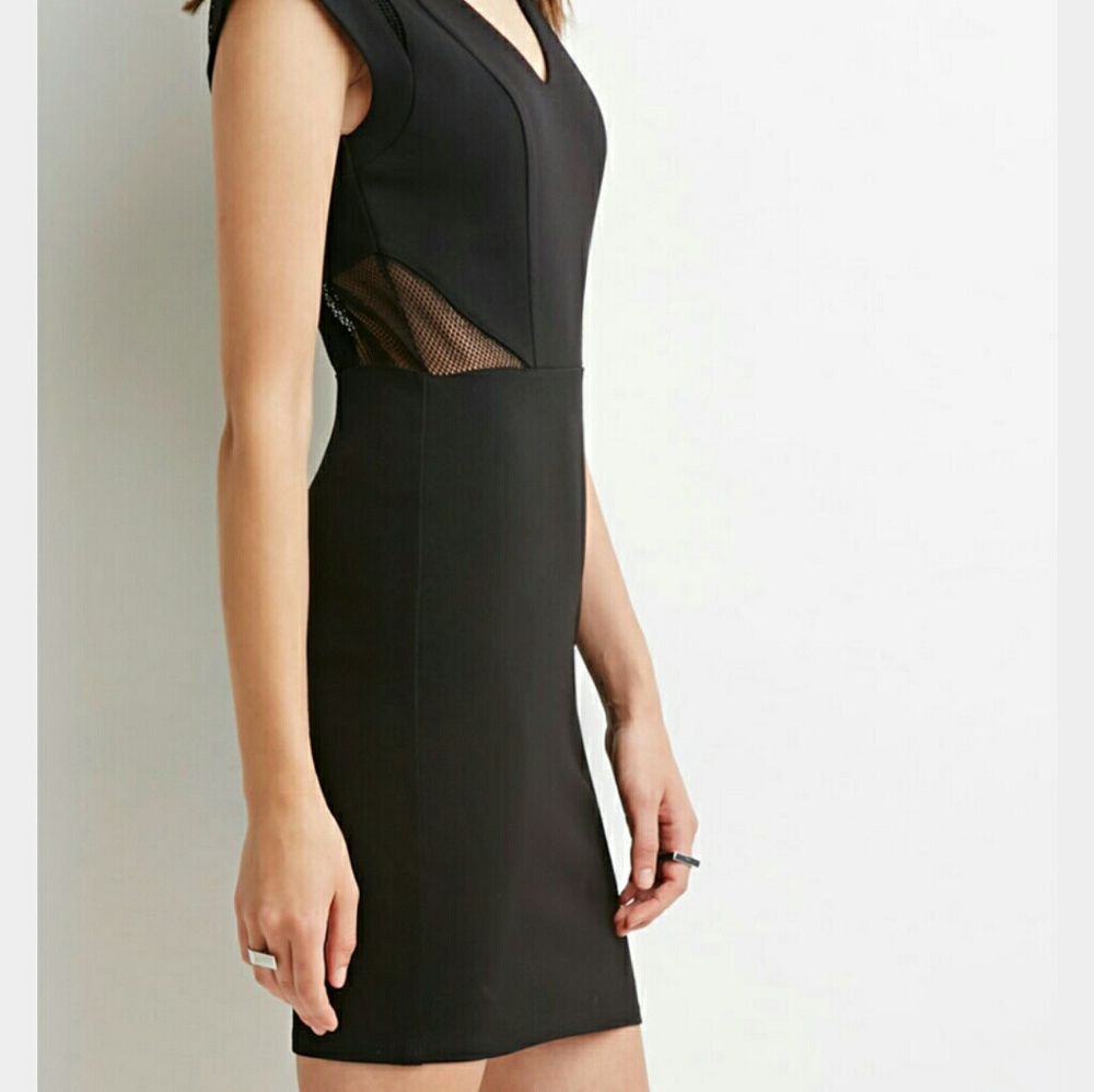 Mesh paneled cut out dress