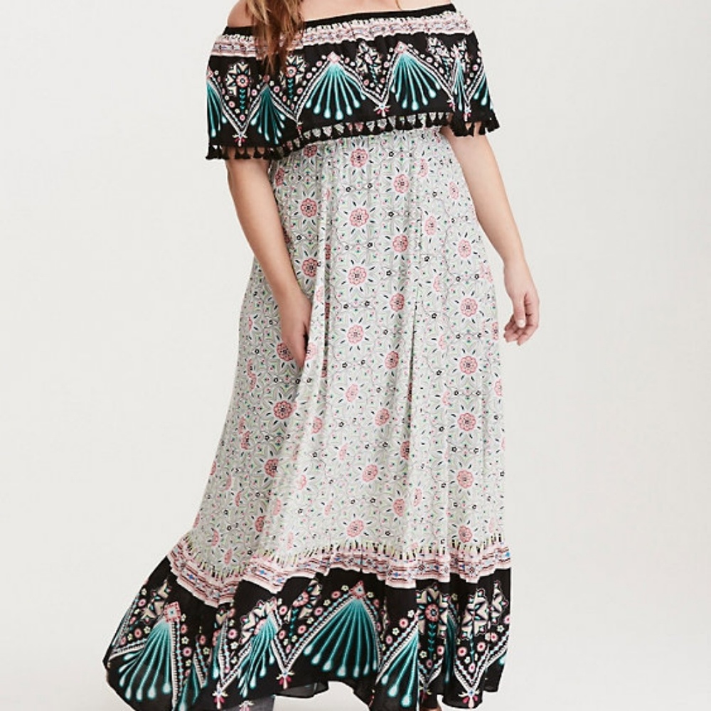Torrid Off Shoulder Challis Maxi Dress