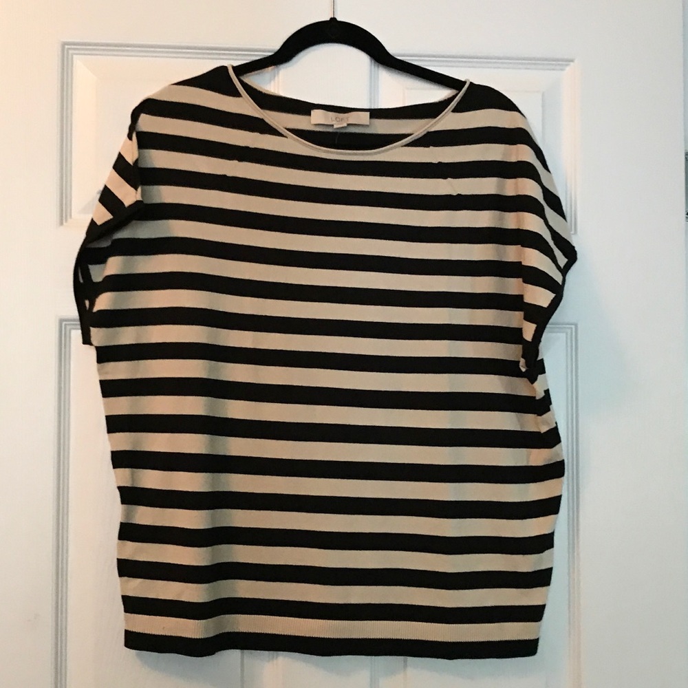 LOFT black and nude striped top