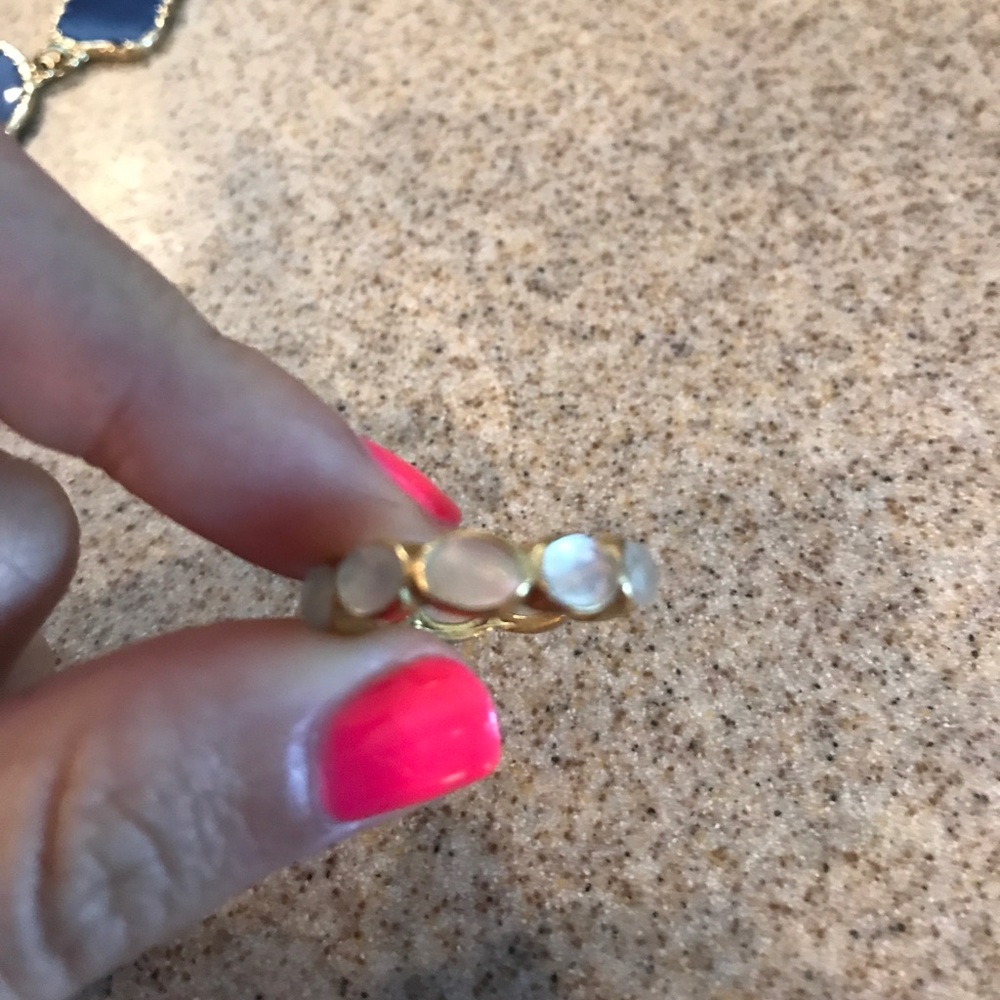 gold and white ring