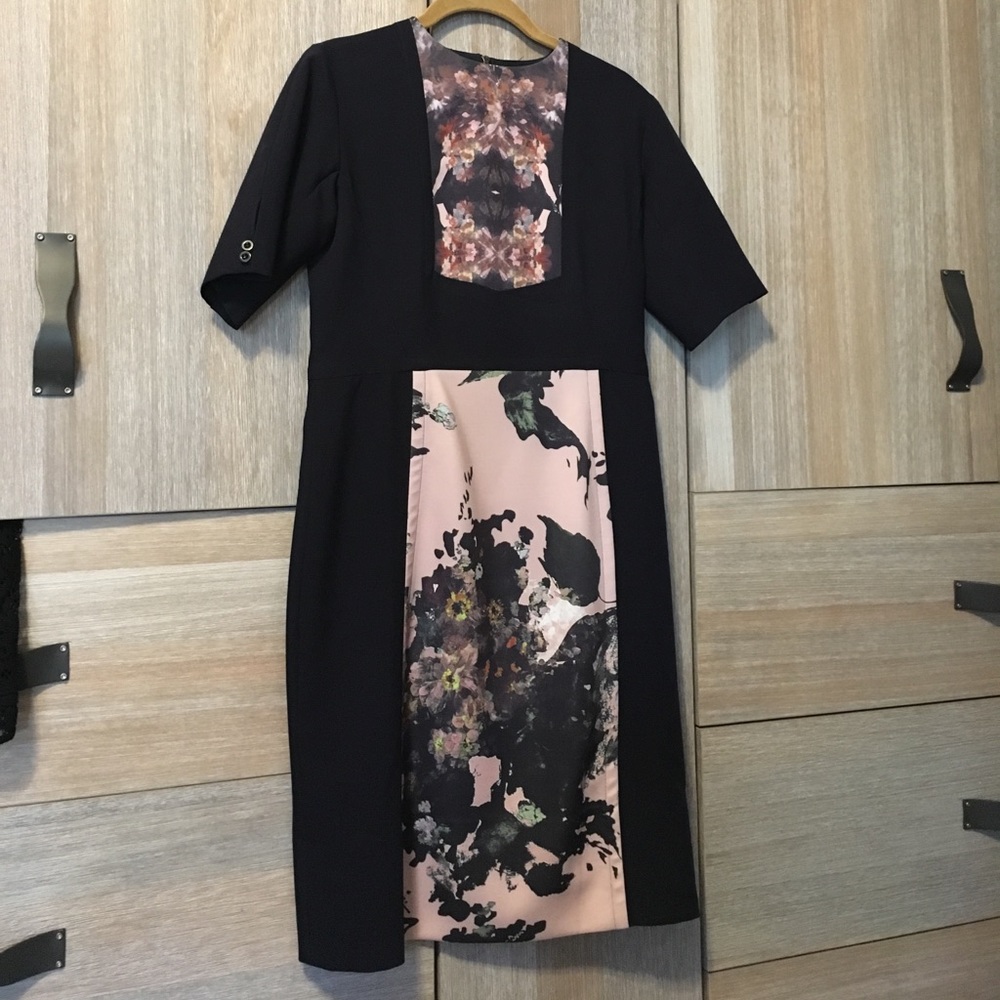 Miri couture dress with abstract pink design