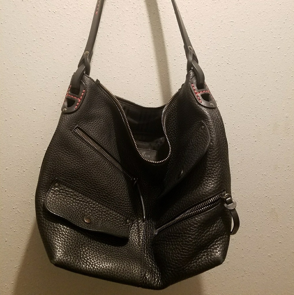 Hogan black pebbled leather handbag