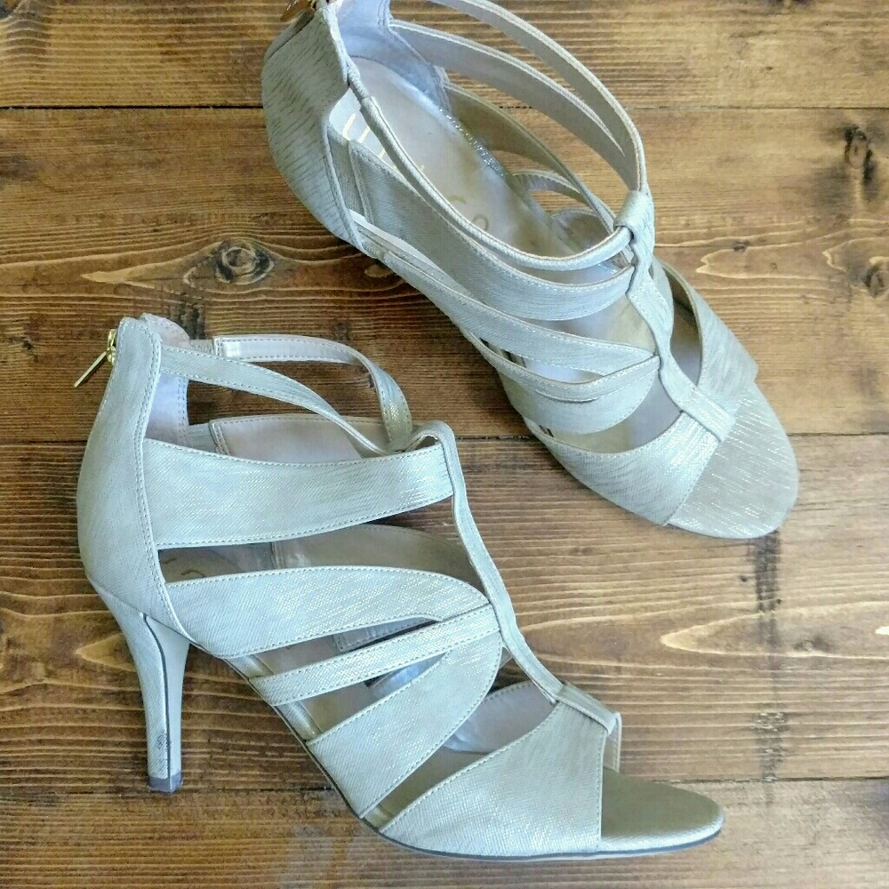 Unisa 3 1/2" Heel Cage Sandal in Gold/Champagne