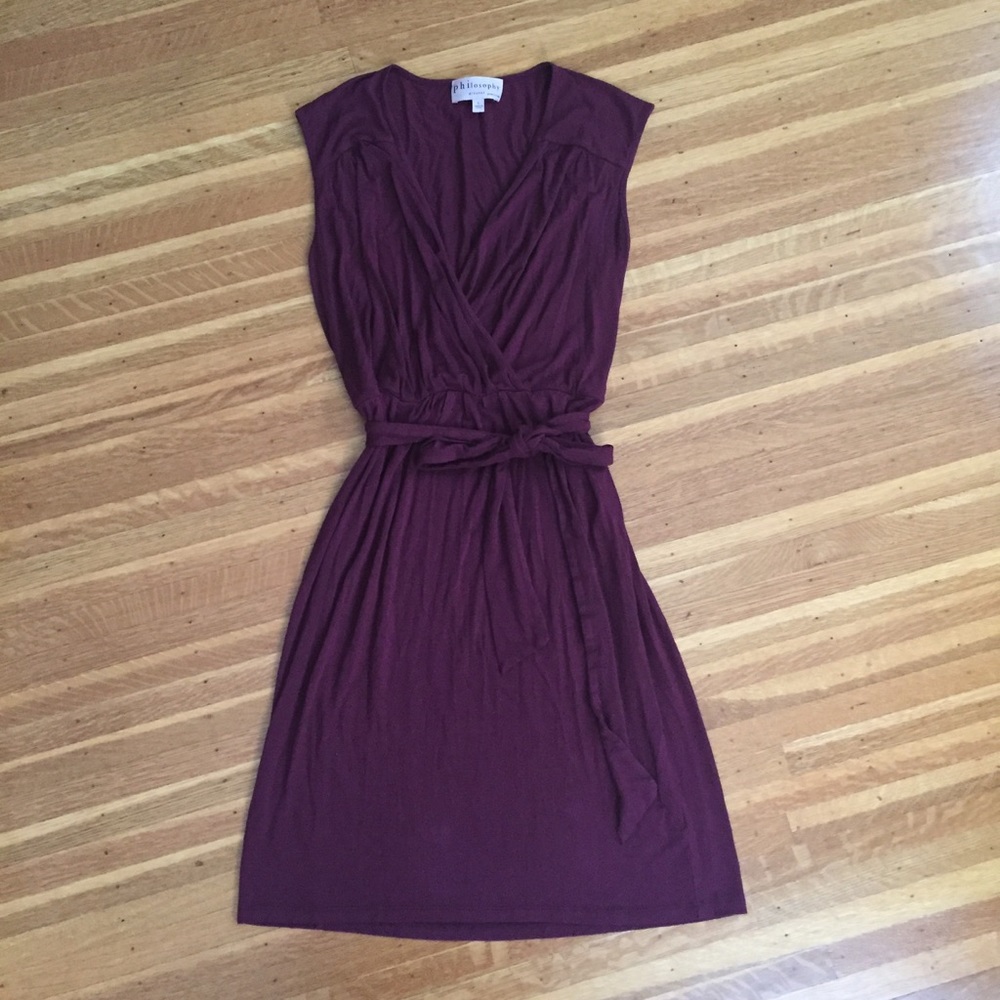 Maroon faux wrap dress