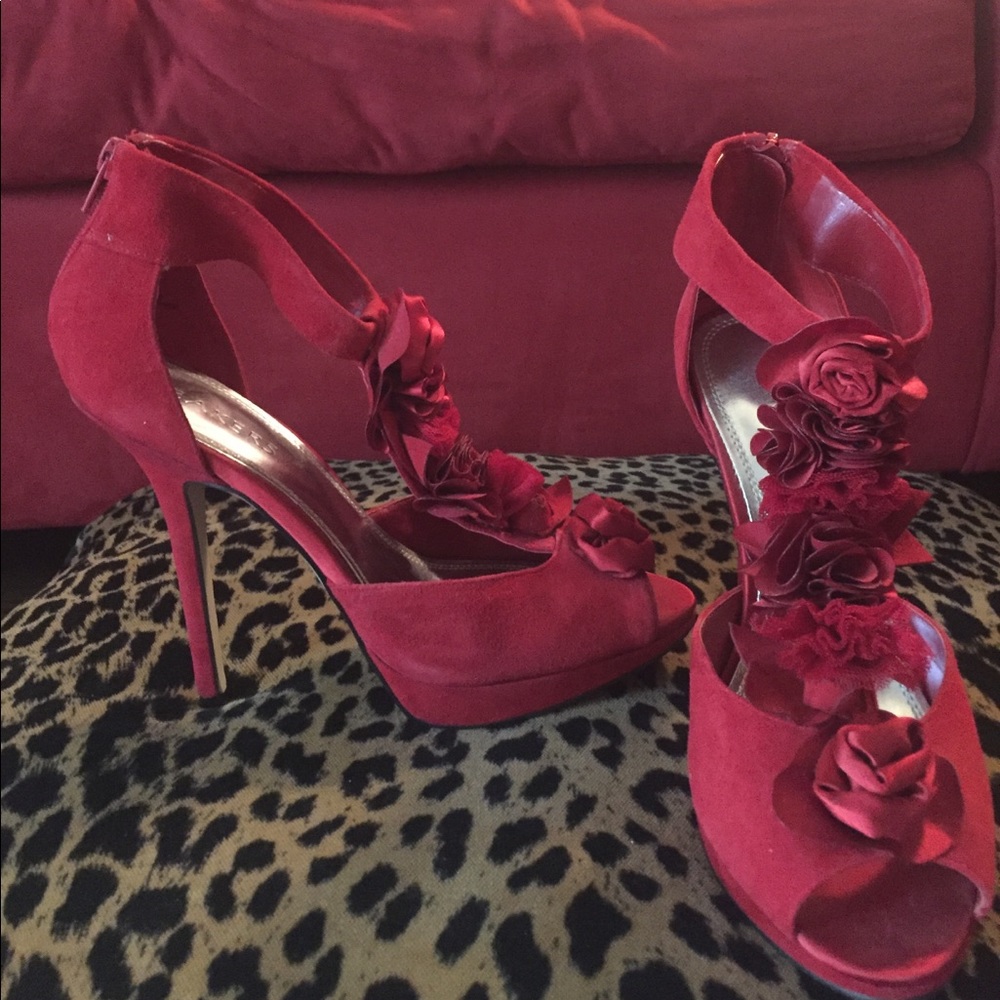 Red Suede High Heel  & zipper up the back