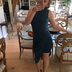 Teal body con mid length dress