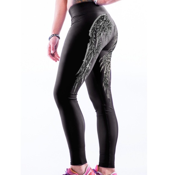 SALE Angel Wings High Waist Leggings Yoga Pants - Picture 2 of 3
