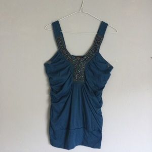 Blue Beaded Tank