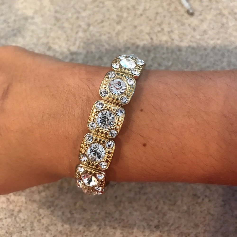 gold bracelet with crystals