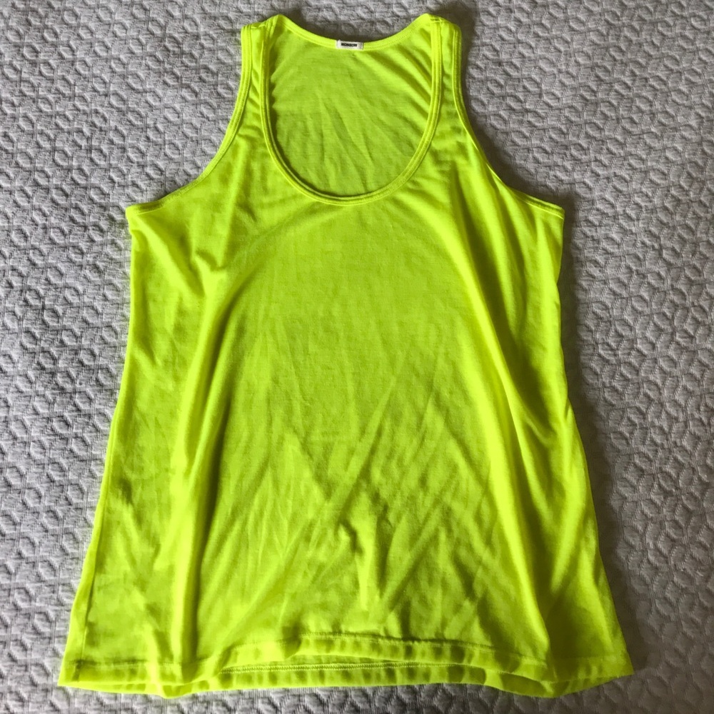 EUC Monrow neon yellow tank top size medium