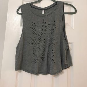 Light Grey Cut Out Crop Tank