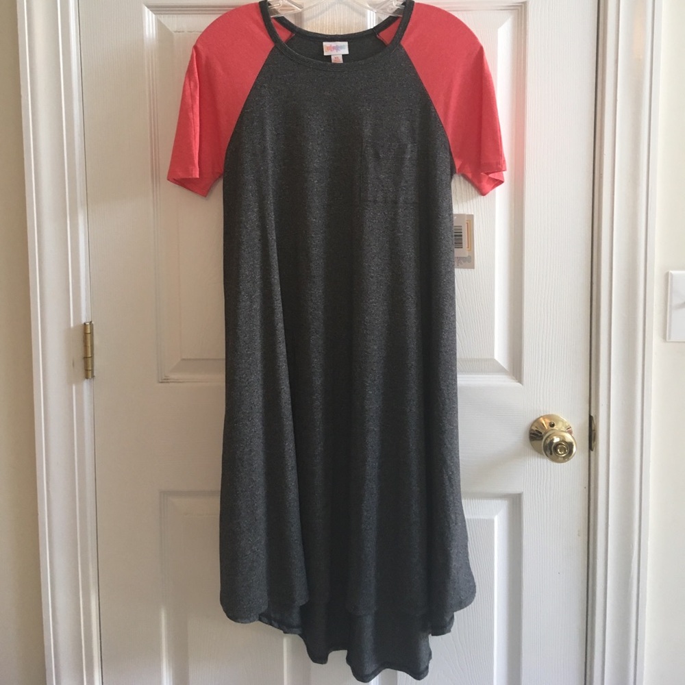 LuLaRoe Carly dress XS, grey and coral