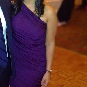 Purple one shoulder cocktail dress