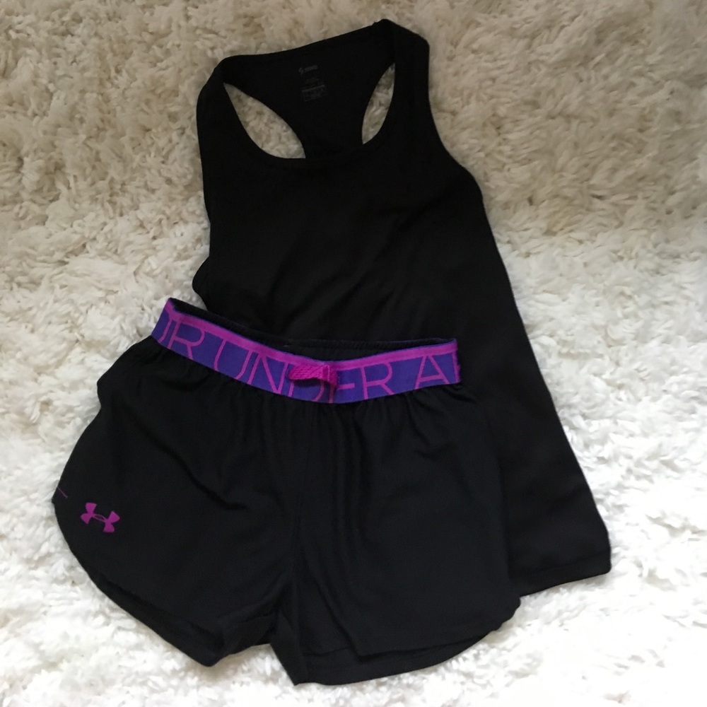 BUNDLE! Soffe girls athletic top & UA shorts