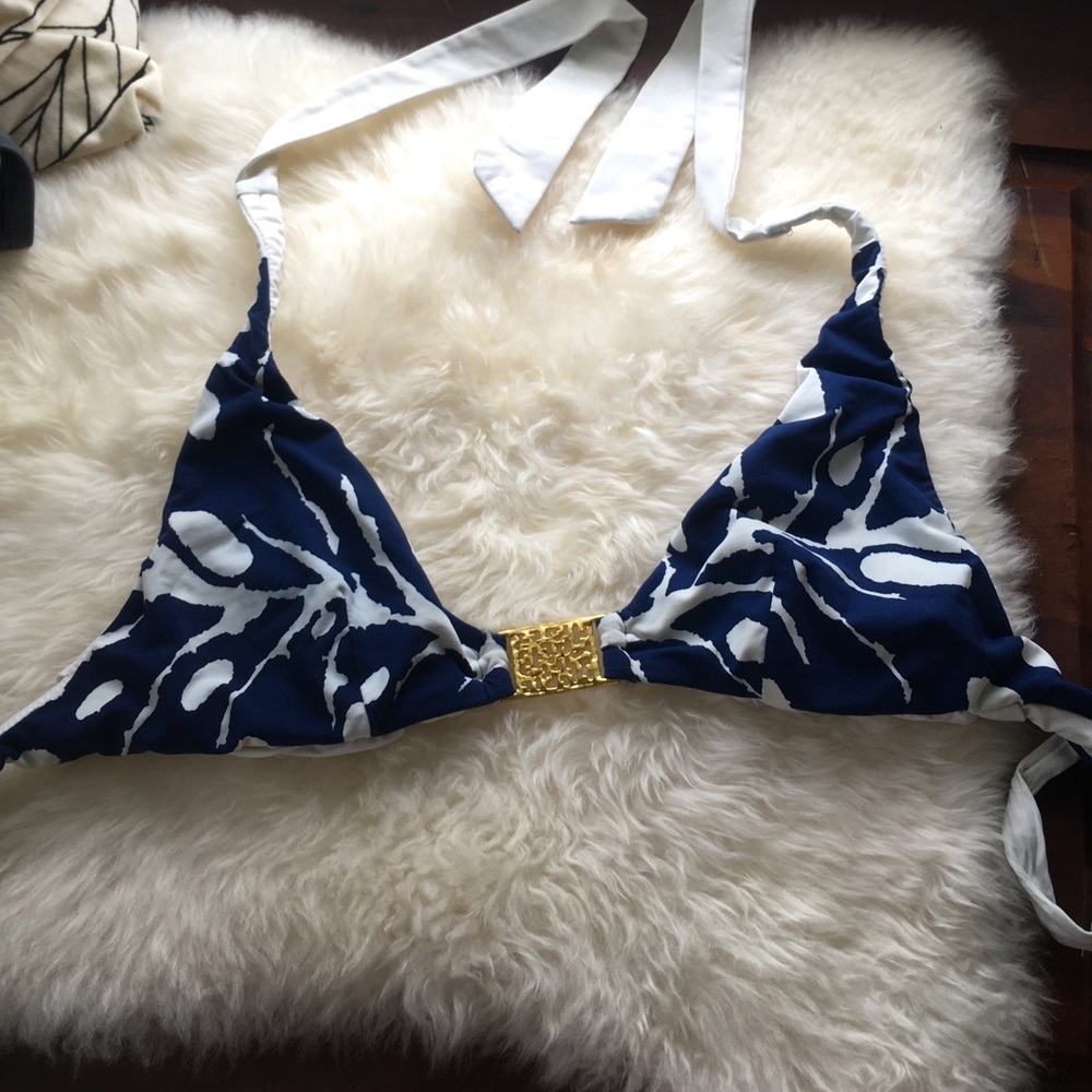 Navy and White Bikini Top