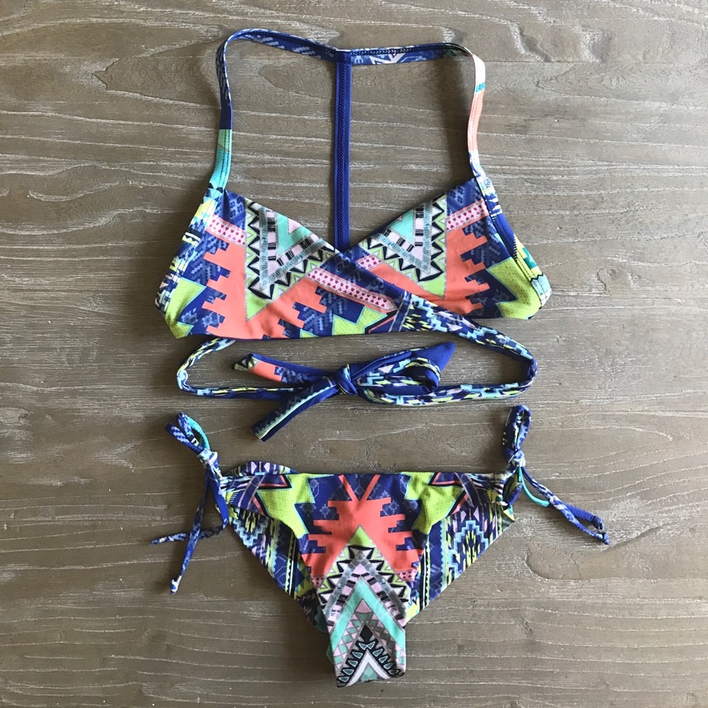 Vitamin A Tribal Wrap Top Bikini Set