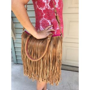 Steve Madden Camel Fringe Handbag