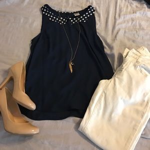 Disney by Lauren Conrad Navy sleeveless blouse