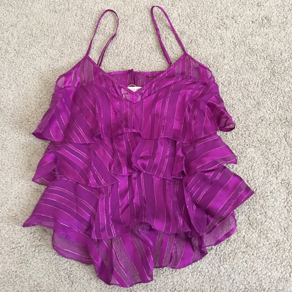 Rebecca Taylor tiered ruffle tank 97% silk