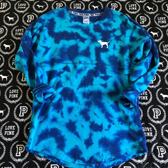 PINK Victoria's Secret Sweaters - ‼️SOLD‼️ PINK Blue Tie Dye Varsity Crew
