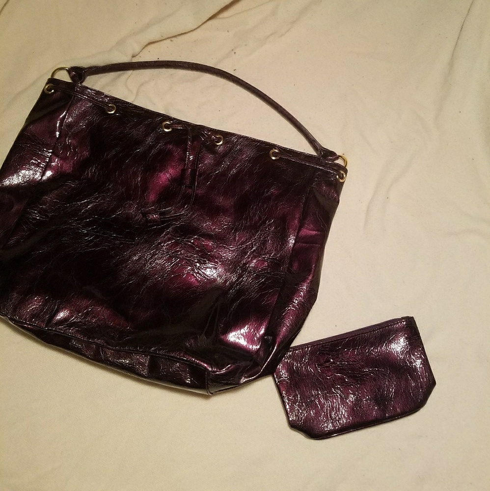Estee Lauder Purple Patent Faux Leather Handbag
