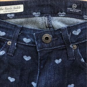 Anthro AG Heart Print Ankle Jeans