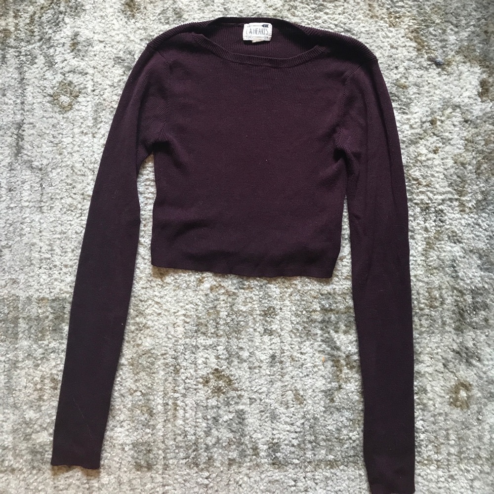 maroon cropped sweater