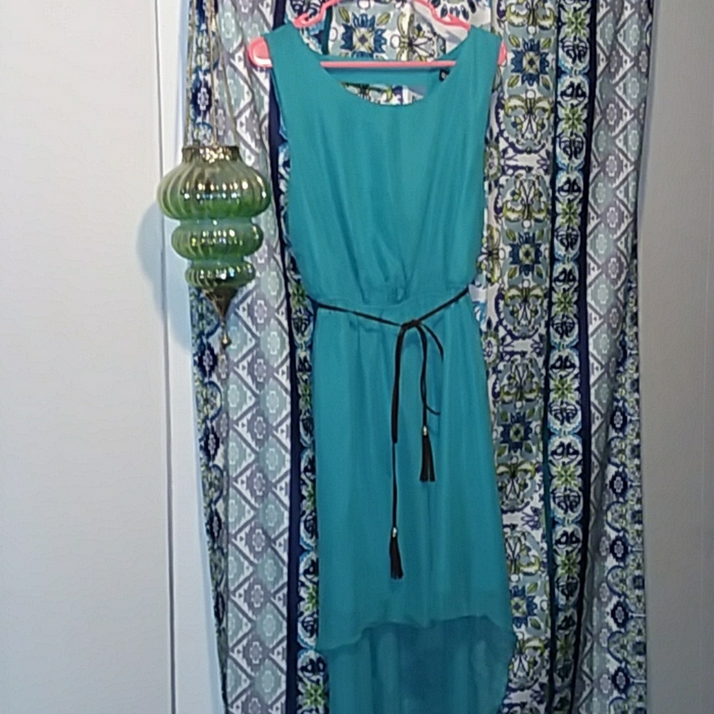 Flowy High-Low Dress w/ Tassle Waistband