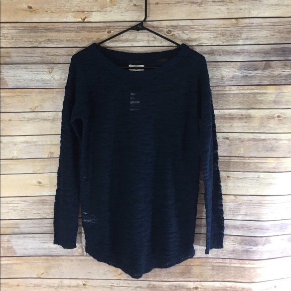 LOFT Sweaters - LOFT Lou & Grey Navy Semi Sheer Sweater Top NWT