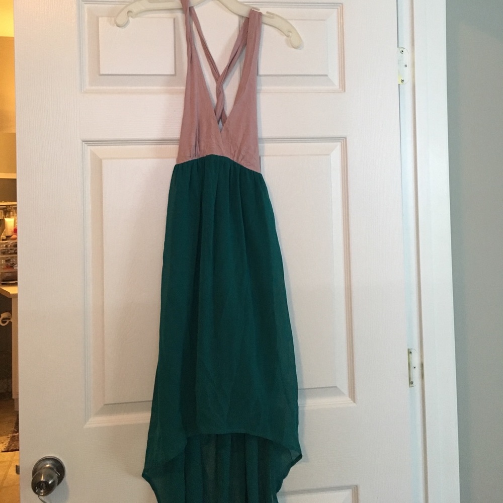 Purple and teal hi low dress
