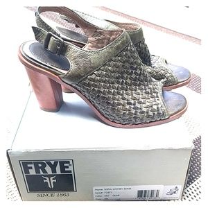 Frye Sofia Woven Sling Olive Green 9