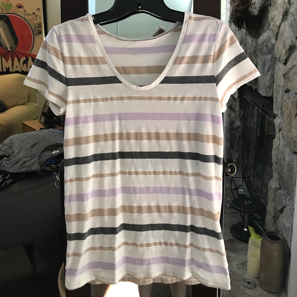 🔴 Loft Striped Scoop Neck Tee