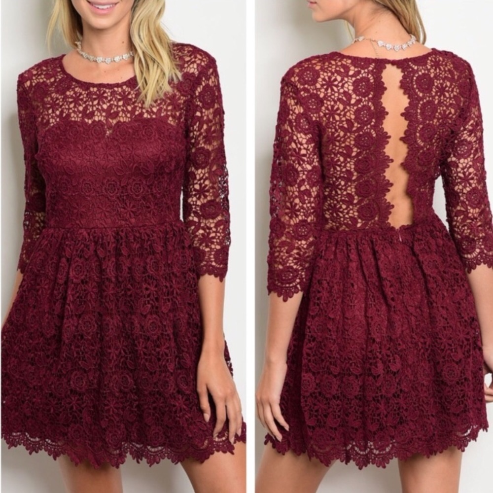 🔴Clearance- Burgundy Lace dress